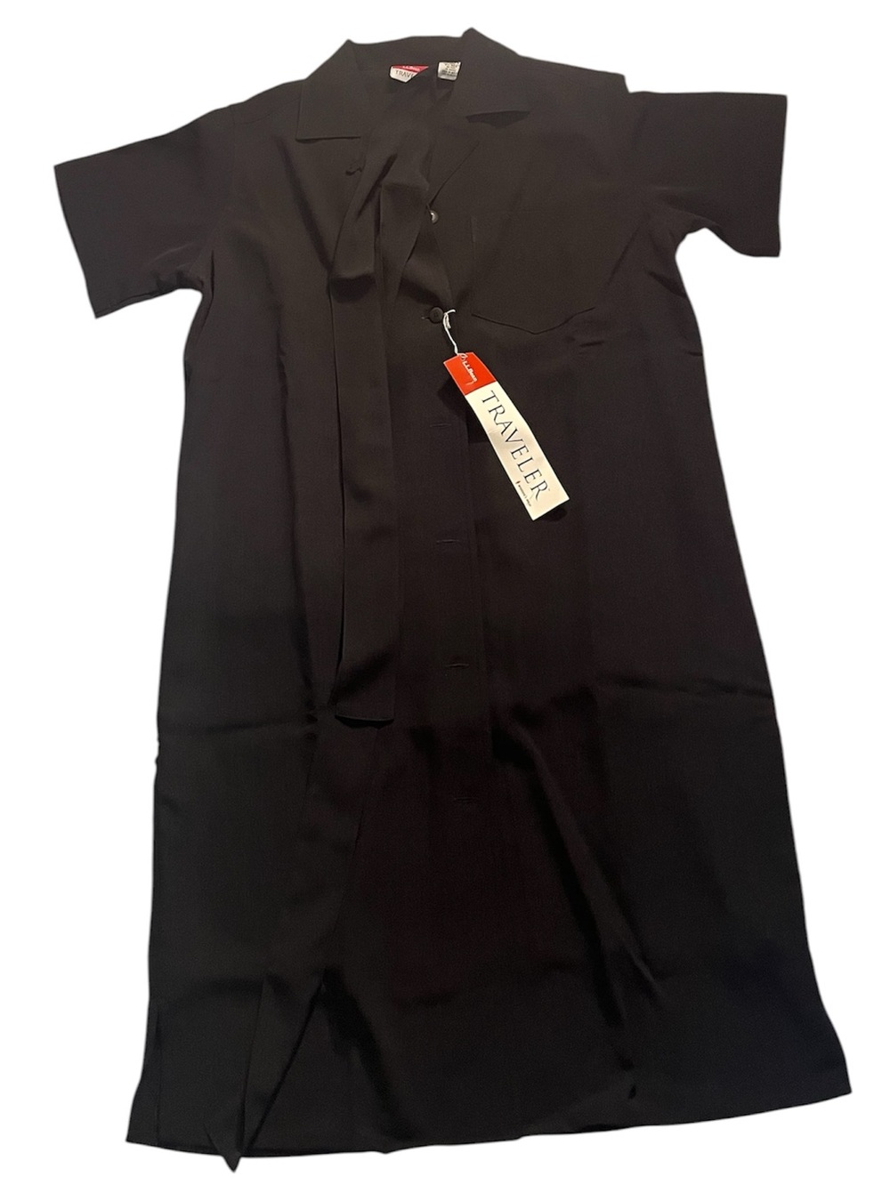 NWT Vintage L.L. Bean | Traveler Shirt Dress Button Front Tie Utility Black - Picture 2 of 9